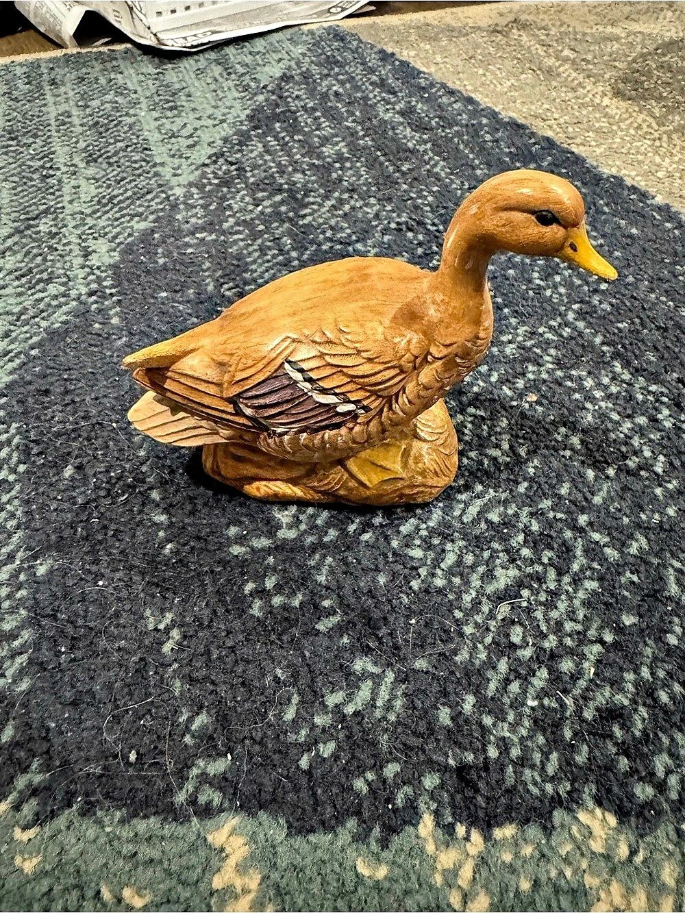 Duck Figurine in Orange & Brown Like New
